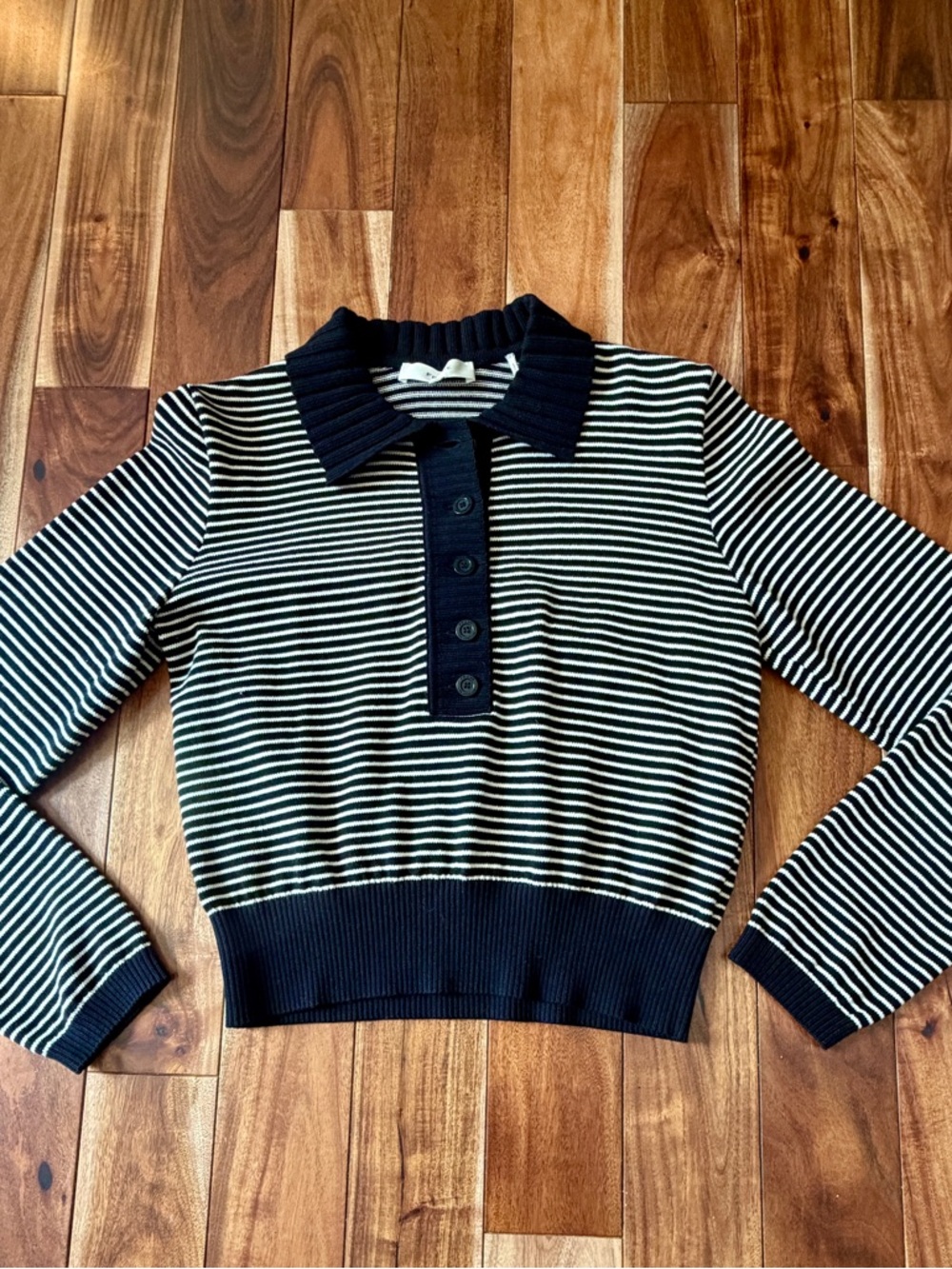 FRAME The Graduate Stripe 100% Cotton Polo Sweater Size Medium
